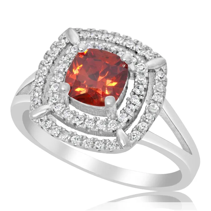 Teeda Rings RZ1691 Cushion Cut CZ Double Halo Ring