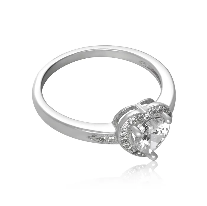 Teeda Rings RZ7161 Halo Heart Cubic Zirconia Ring