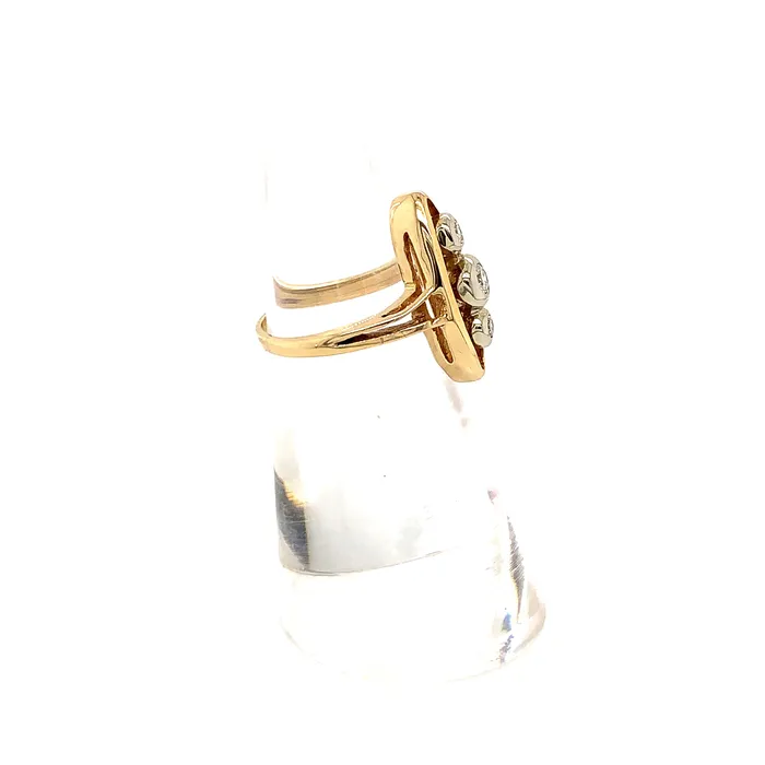 Vintage Magnality Rings NAVETTE 14K YELLOW GOLD DIAMOND VINTAGE RING