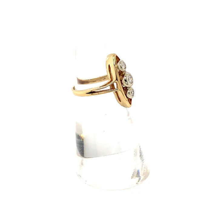Vintage Magnality Rings NAVETTE 14K YELLOW GOLD DIAMOND VINTAGE RING