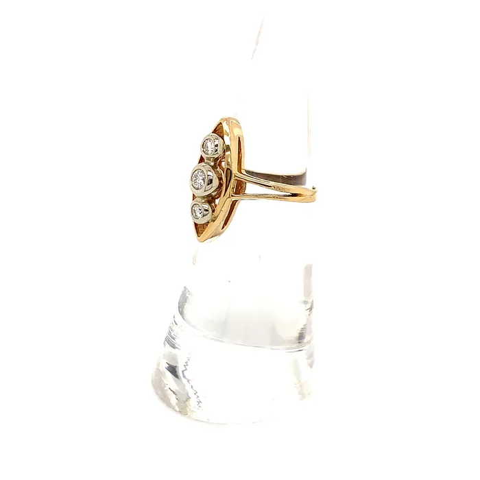 Vintage Magnality Rings NAVETTE 14K YELLOW GOLD DIAMOND VINTAGE RING