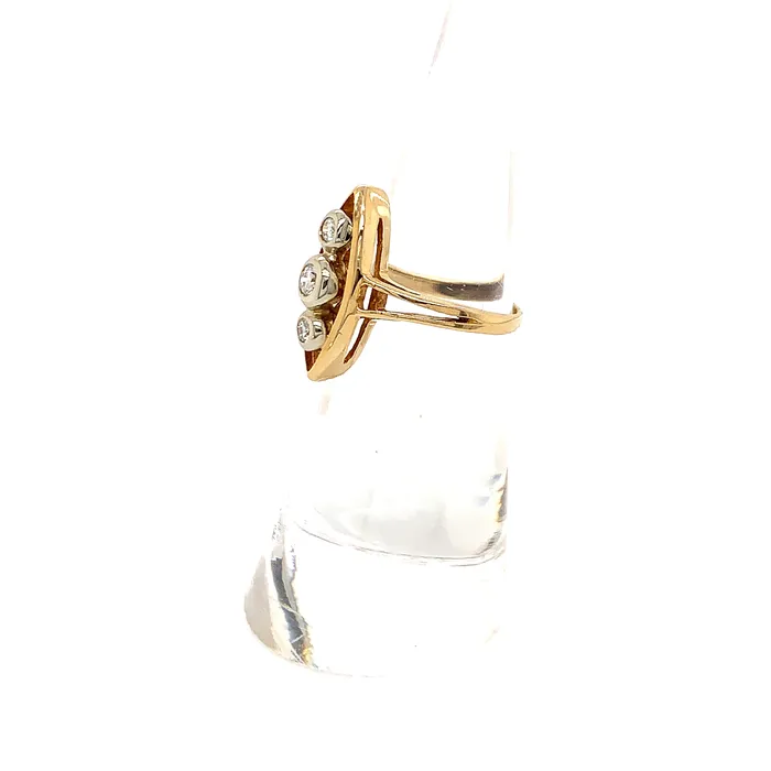 Vintage Magnality Rings NAVETTE 14K YELLOW GOLD DIAMOND VINTAGE RING