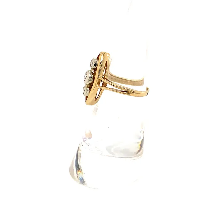 Vintage Magnality Rings NAVETTE 14K YELLOW GOLD DIAMOND VINTAGE RING